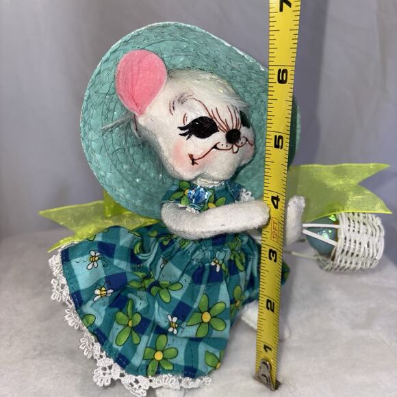 Annalee 2008 Spring Girl Mouse with Green Dress Hat 7” Easter Doll EUC - Picture 8 of 8